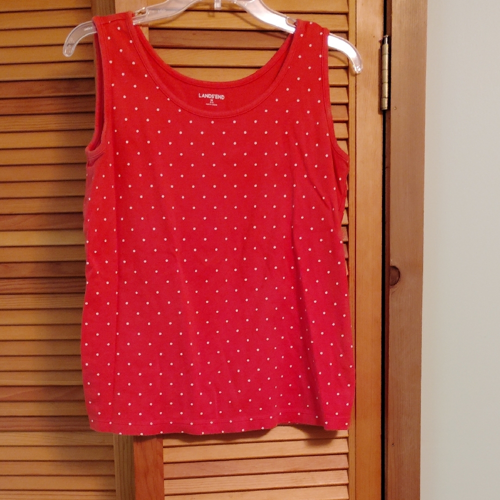 Lands' End Melon Polka Dot Women's Tank Top